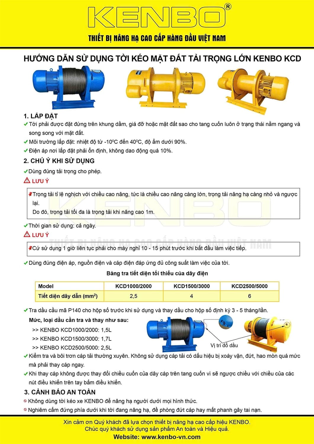 Hướng dẫn sử dụng tời đa năng KCD tải trọng lớn 1 Hướng dẫn sử dụng tời đa năng KCD tải trọng lớn