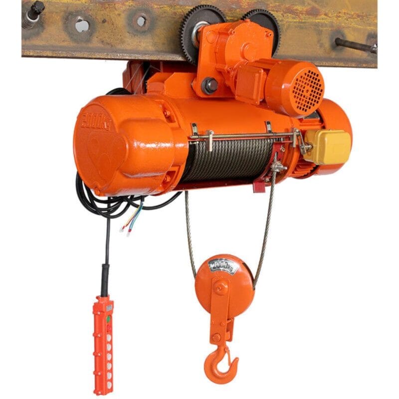 Hướng Dẫn Sử Dụng Pa Lăng Cáp Điện CD1 Vận Hành An Toàn 4 Pa lăng cáp điện màu cam 2000kg gắn ray chữ I, kèm móc câu và tay điều khiển
