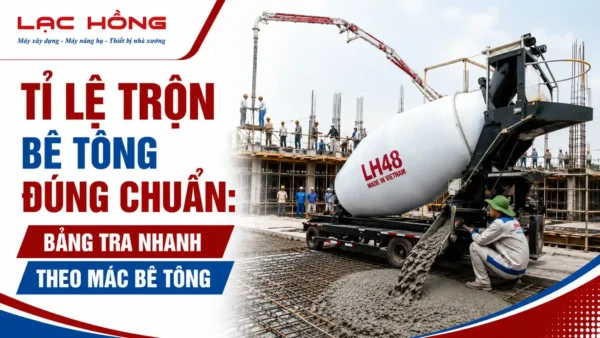 Xe trộn bê tông LH48 Lạc Hồng đang đổ bê tông tại công trình xây dựng