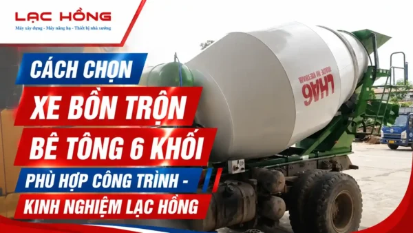 Xe bồn trộn bê tông 6 khối LHA6 màu trắng xanh của Lạc Hồng