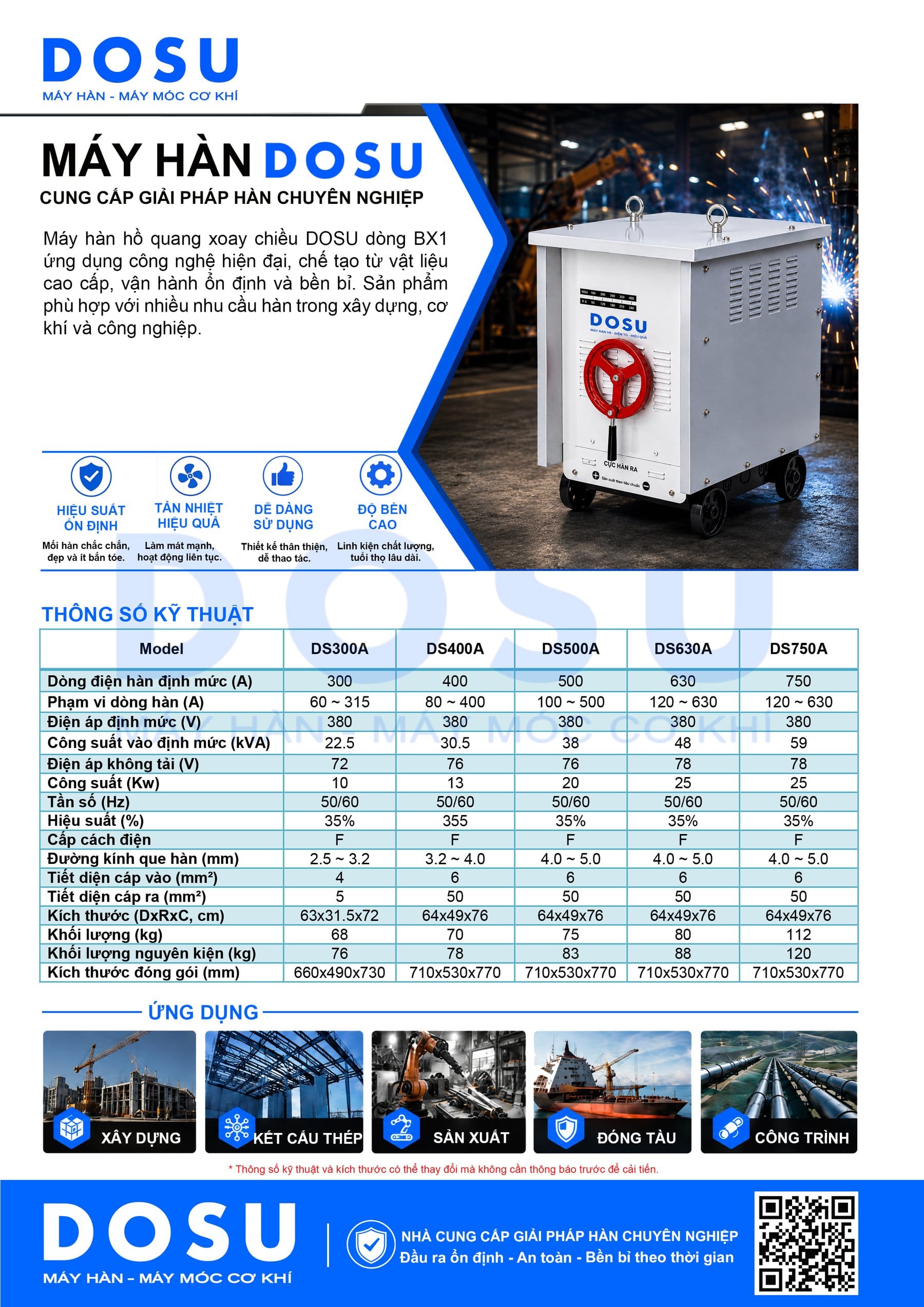 Catalogue máy hàn hồ quang xoay DOSU BX1-500