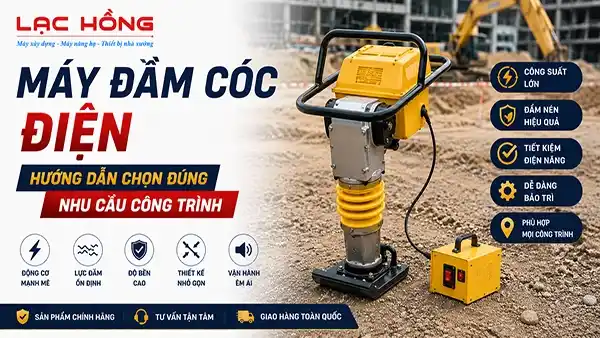 Máy đầm cóc điện Lạc Hồng dùng trong công trình xây dựng