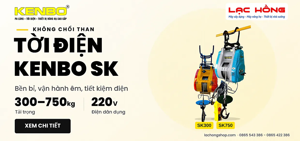 Trang chủ 51 Tời điện không chổi than Kenbo SK300 và SK750 tải trọng 300-750kg