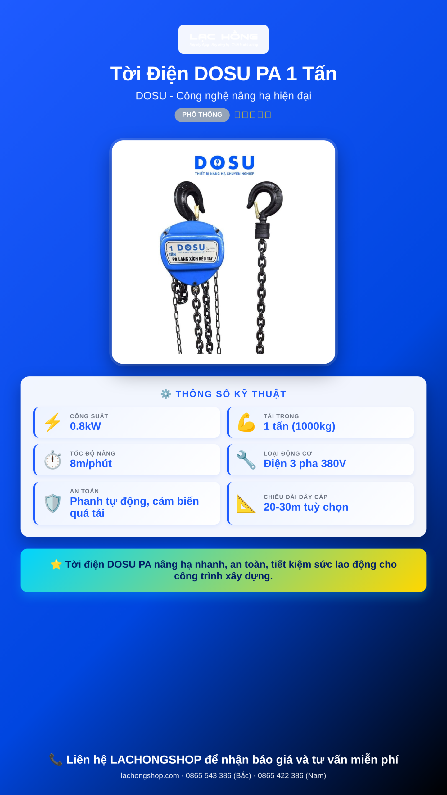 Tời Điện DOSU PA: Bảng Model PA200 – PA1200 & Cách Chọn 1 Infographic tời điện dosu pa